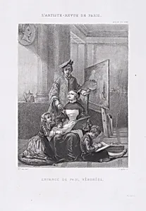 The Childhood of Paolo Veronese, from "L'Artiste" by Marie-Élisabeth Cavé|Adolphe Pierre Riffaut|Pernel|Paolo Veronese (Paolo Caliari)