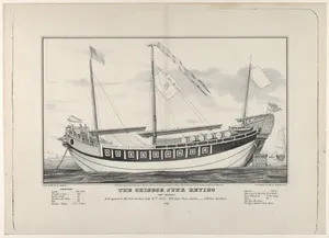 The Chinese Junk "Keying"–Captain Kellett–As she appeared in New York harbour July 13th, 1847–212 days from Canton.–720 tons burthen.