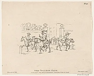 The College Gate by Rudolph Ackermann, London|Henry William Bunbury|Thomas Rowlandson