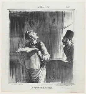 The concierge the day after, from 'News of the day,' published in Le Charivari, January 1, 1867