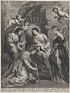 The Coronation of Saint Catherine by the Child by Pieter de Jode I|Peter Paul Rubens|Johannes Meyssens