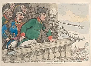 The Corsican and His Bloodhounds at the Window of the Thuilleries Looking Over Paris by Napoléon Bonaparte|Thomas Rowlandson|Rudolph Ackermann, London