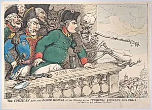 The Corsican and His Bloodhounds at the Window of the Thuilleries Looking Over Paris by Napoléon Bonaparte|Rudolph Ackermann, London|Thomas Rowlandson