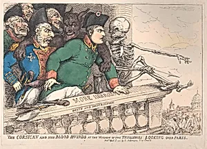 The Corsican and His Bloodhounds at the Window of the Thuilleries Looking Over Paris by Rudolph Ackermann, London|Napoléon Bonaparte|Thomas Rowlandson