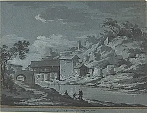 The Covered Bridge at Fribourg by Claude Louis Châtelet