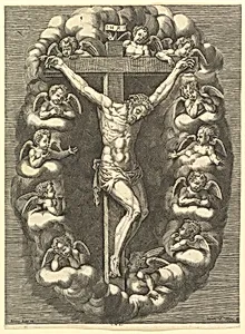 The Crucified Christ Surrounded by Mourning Angels by Giorgio Ghisi|Anonymous, Italian, 16th century|Frans van den Wyngaerde