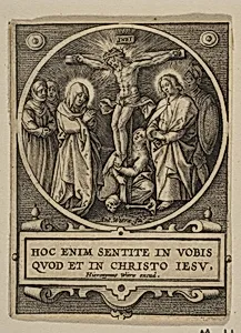 The Crucifixion (Round) (reverse copy) by Hieronymus (Jerome) Wierix|Albrecht Dürer