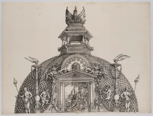 The Cupola and Imperial Crown on the Central Portal, from the Arch of Honor, proof, dated 1515, printed 1517-18
