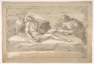 The Dead Christ Mourned by the Magdalen Who Venerates the Wounds on His Feet