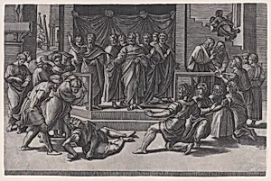 The Death of Ananias by Agostino Veneziano (Agostino dei Musi)|Raphael (Raffaello Sanzio or Santi)