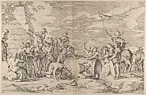 The death of Marcus Atilius Regulus, showng being nailed into a tub by the Carthaginians by Salvator Rosa