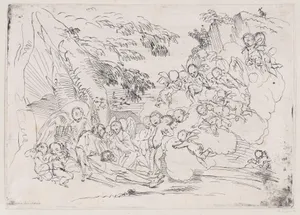 The death of Saint Pellegrino surrounded by many putti