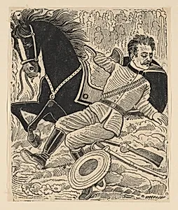 The death of Zapata who has fallen from his horse