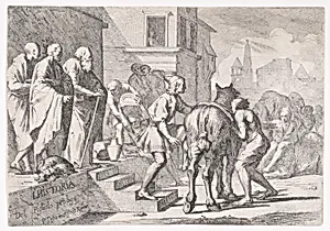 The Departure of the Prodigal Son, Shown About to Mount a Horse by Pietro Testa