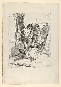 The Discovery of the Tomb of Punchinello, from the Scherzi by Giovanni Battista Tiepolo