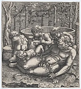 The drunken Silenus with putti by Anonymous, Italian, 16th century