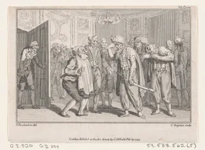 The Duke of N-'s Levée, an illustration from Tobias Smollett's "The Expedition of Humphry Clinker" (London, 1793), Vol. 1