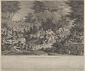 The Enchanted Fountain of Love's Truth (La Fontaine Enchantée de la Verité d'Amour) by Augustin de Saint-Aubin|Charles Nicolas Cochin II|Charles François Adrien Macret