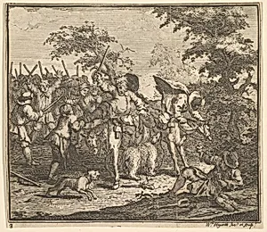 The Encounter with Talgol and Magnano (Seventeen Small Illustrations for Samuel Butler's Hudibras, no. 3) by William Hogarth|Samuel Butler