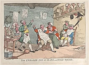 The Enraged Son of Mars and Timid Tonsor by Thomas Rowlandson|Thomas Tegg