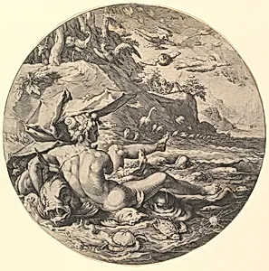 The Fifth Day (Dies V): The Creation of the Kingdom of Animals, from The Creation of the World, a series of seven plates by Hendrick Goltzius|Jan Muller|Hendrick Goltzius