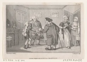 The First Meeting of Matthew Bramble and Humphry Clinker, an illustration from Tobias Smollett's "The Expedition of Humphry Clinker" (London, 1793), Vol. 1. 1793