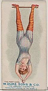 The Foot Hang, from the Gymnastic Exercises series (N77) for Duke brand cigarettes by W. Duke, Sons & Co.