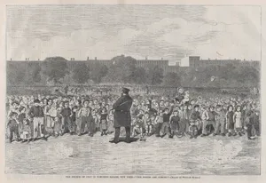 The Fourth of July in Tompkins Square, New York – "The Sogers Are Coming" (from "Harper's Bazar: A Repository of Fashion, Pleasure and Instruction," Vol. I)