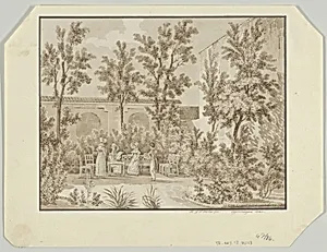 The Garden behind Schimmelmann's Mansion on Bredgade, Copenhagen by Heinrich Gustav Ferdinand Holm