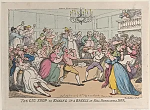 The Gig Shop or Kicking Up a Breeze at Nell Hammiltons Hop by Thomas Tegg|Thomas Rowlandson