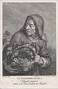 The grape-picker, and elderly woman holding a basket of grapes, after Murillo by Bartolomé Estebán Murillo|Juan Antonio Salvador Carmona