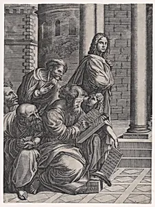 The Group, from Raphael's "School of Athens" by Agostino Veneziano (Agostino dei Musi)|Raphael (Raffaello Sanzio or Santi)