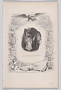 "The Hat of the Bride" from The Songs of Béranger by Fournier & Perrotin|Melchior Péronard|François-Louis Français|Alfred Johannot|Pierre Jean de Béranger|Jean Marie Leroux