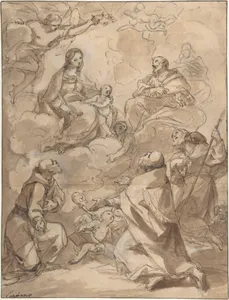 The Holy Family Appearing to St. Francis, St. Augustine, and St. Roch