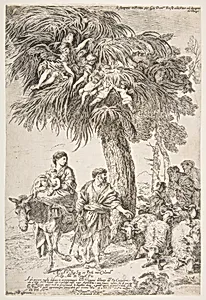 The Holy Family on their flight into Egypt by Giovanni Benedetto Castiglione (Il Grechetto)|Giovanni Domenico de Rossi