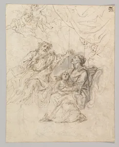 The Holy Family; verso: Moses striking water from a rock
