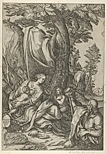 The Holy Family with John the Baptist in a landscape by Bernardino Passeri