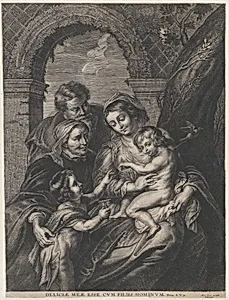 The Holy Family with Saint Elizabeth and the infant Saint John the Baptist, holding a bird on a string by Peter Paul Rubens|Alexander Voet II|Anonymous