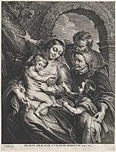 The Holy Family with Saint Elizabeth and the infant Saint John the Baptist, holding a goldfinch on a string by Peter Paul Rubens|Schelte Adams à Bolswert
