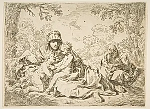 The Holy Family with Saint John the Baptist by Simone Cantarini