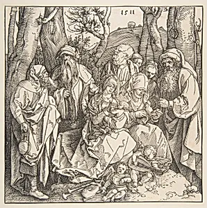 The Holy Family with Saints and Two Musical Angels by Albrecht Dürer