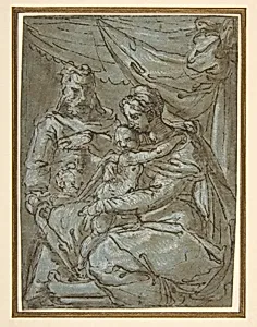 The Holy Family with the Infant Baptist by Girolamo Siciolante da Sermoneta