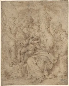The Holy Family with the Infant Baptist, Saint Elizabeth, and an Attendant Angel