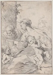 The Holy Family with the infant Saint John holding an apple