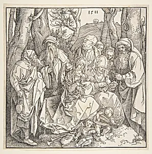 The Holy Kinship with Lute Playing Angels by Albrecht Dürer