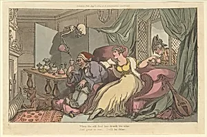 The Honey Moon (The English Dance of Death, plate 13) by Thomas Rowlandson|Rudolph Ackermann, London