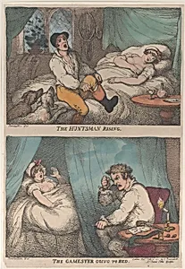 The Huntsman Rising; The Gamester Going to Bed by Thomas Rowlandson