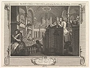The Industrious 'Prentice Performing the Duty of a Christian (Industry and Idleness, plate 2) by William Hogarth
