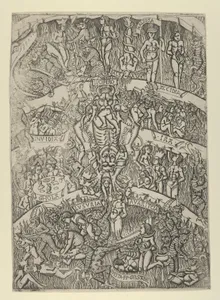 The Inferno according to Dante, after the Last Judgment fresco in the Campo Santo, Pisa