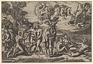 The Judgment of Paris by Marco Dente|Marcantonio Raimondi|Raphael (Raffaello Sanzio or Santi)